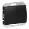 Comutator cu două butoane încastrat Onyx, 10A, 250V, WP-2O, negru