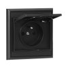 Priză încastrată simplă 2P+E, rezistentă la intemperii cu capac Luna, 16A, 250V, PT-16LH, negru