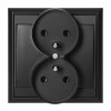 Priză dublă încastrată 2x2P+E Luna, 16A, 250V, PT-6LR, negru