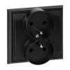Priză dublă încastrată 2x2P+E Luna, 16A, 250V, PT-6LR, negru
