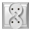 Priză dublă încastrată 2x2P+E Luna, 16A, 250V, PT-6LR, argintiu