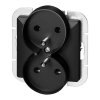 Priză dublă încastrată 2x2P+E Pearl, 16A, 250V, PT-6 PR, negru
