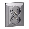 Priză dublă încastrată 2x2P+E Perlă, 16A, 250V, PT-6 P, antracit