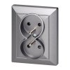 Priză dublă încastrată 2x2P+E Perlă, 16A, 250V, PT-6 P, antracit