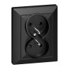Priză dublă încastrată 2x2P+E Pearl, 16A, 250V, PT-6 P, negru