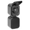 Priză dublă aplicată 2x2P+E, rezistentă la stropire cu capac, verticală B2, IP54, NT-6B2/P, gri/negru
