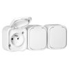Priză triplă supraplată 3x2P+E, rezistentă la stropire cu capac B2, IP54, NT-316 B2, albă