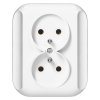 Priză dublă încastrată 2x2P+E 16A, 250V, TOPAZ, alb