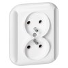 Priză dublă încastrată 2x2P+E 16A, 250V, TOPAZ, alb