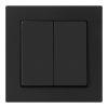 Comutator cu două butoane pentru montaj încastrat Malta 10A, 250V, WP-2M, negru mat