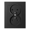 Priză dublă aplicată 2x2P+E Malta 16A, 250V, PT-6M, negru mat