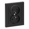 Priză dublă aplicată 2x2P+E Malta 16A, 250V, PT-6M, negru mat