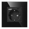 Priză de perete 2P+Z cu încărcător USB-A + USB-C, Schuko, 5VDC, 3A, negru