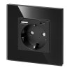 Priză de perete 2P+Z cu încărcător USB-A + USB-C, Schuko, 5VDC, 3A, negru