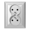 Priză dublă încastrată 2x2P+E Pearl, 16A, 250V, PT-6 P, argintiu