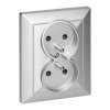 Priză dublă încastrată 2x2P+E Pearl, 16A, 250V, PT-6 P, argintiu
