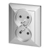 Priză dublă încastrată 2x2P+E Pearl, 16A, 250V, PT-6 P, argintiu