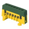 Bară de distribuție izolată PE, 7 fire, verde