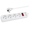 Prelungitor rețea PR-470WSP/USB 4-Prize+USB cu împământare+comutator 3m ALB 3x1,5mm