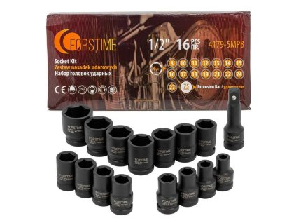 Nabor udarnih nastavkov 1/2" 8-27mm 6-kraki