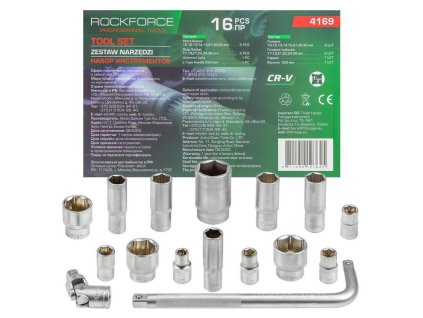 set of tool sockets 15 pieces 10 36 mm knob cr v