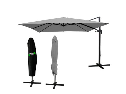 VRTNA SONČNIK "MINI ROMA" 2,5 x 2,5 M SIV S POKROVOM *5378