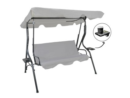 VRTNA GIBLJIVA KLUPA 170 x 110 x 153 cm SIVA BREZ BLJAKA S PODSTAVKOM ZA KOZARCE *5422