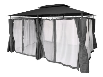 ZUNANJI PAVILON S STRANSKIMI ZAVESAMI - TEMNO SIV 3 X 4M *0389