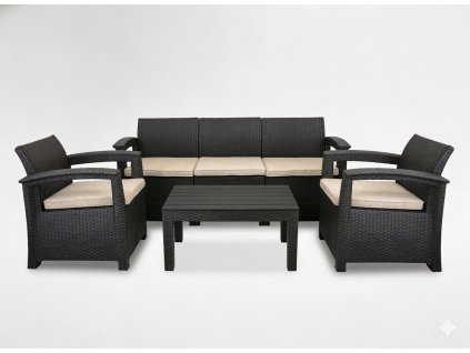 KOMPLET VRTNEGA PISANA - ANTRACIT (2 FOTELJA, MIZICA, VELIKA SOFA) *4233