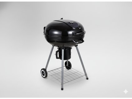 KROGNA OGLJIKOVA POSTAVKA S POKROVOM, PEPOVNIKOM IN KOLESCEMI 66 x 57 x 85 CM *5313