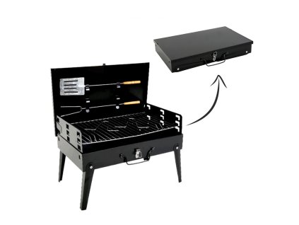 ZLOŽLJIV TURISTIČNI ŽAR V TORBI Z VILICAMI IN LOPATICO 43 x 26,5 x 46,5 CM *4841