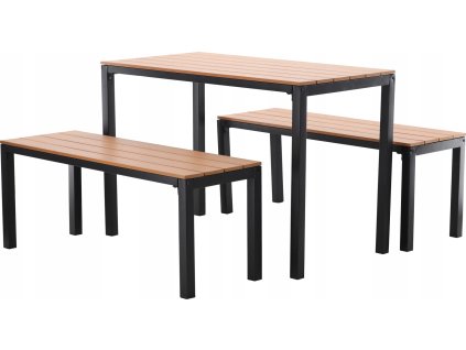 Komplet vrtnega pohištva MIZA 110 x 58,5 x 75,5 CM + 2 KLUPA 110 x 39 x 45 CM RJAVA *0858