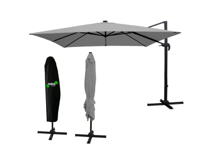 VRTNA SONČNICA 3 x 4 M SIVA "ROMA" S PREKRIVALO IN LED OSVETLITVIJO *1572