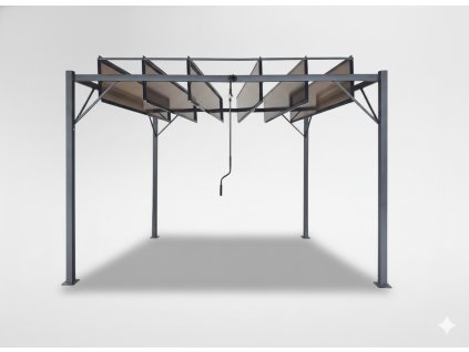 VRTNA PERGOLA S PREMIKALNIMI LAMELE IZ POLIKARBONATA 3 x 3 M RJAVA *4016