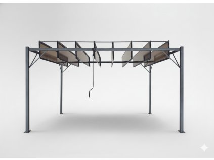 VRTNA PERGOLA S PREMIČNIMI LAMELOMI IZ POLIKARBONATA 3 x 4 M RJAVA *4023