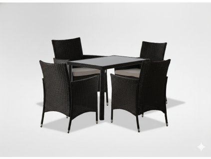 SET RATANOVEGA PULTA (MIZO + 4 STOLE) RJAVA + BEŽ. BLJUZON.*1708