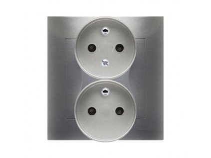 KONTAKT-SIMON Vtičnica 250 V Simon 54 dvojna s pokrovčki srebrna