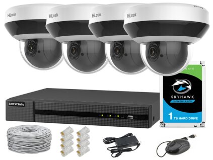 large zestaw do monitoringu ip 4 kamery obrotowe ptz 4mpx ir20 nvr 4xpoe dysk 1tb hilook by hikvision 5904035371263