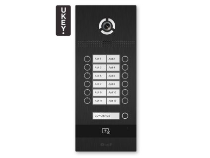 BI-12FB BLACK - IP vrata panel, 12-najemnikov, UKEY, SIP 2.0 - BasIP