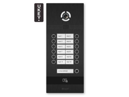 BI-12FB BLACK - IP vrata panel, 12-najemnikov, UKEY, SIP 2.0 - BasIP