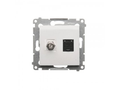 Vtičnica SAT "F" + RJ45 Simon 54 premium modul bela