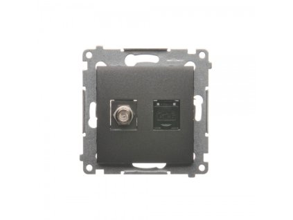 Vtičnica SAT "F" + RJ45 Simon 54 premium modul antracit