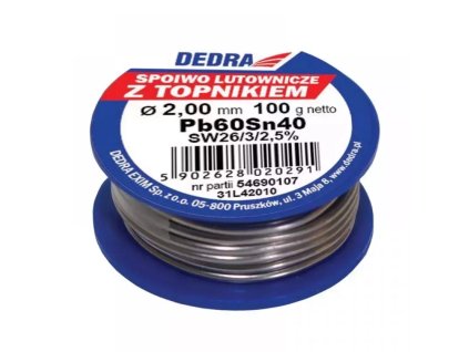 pol pl Lut z topnikiem spoiwo lutownicze DEDRA 31L42010 2 0mm 100g 40 SN Pb60Sn40 26309 1