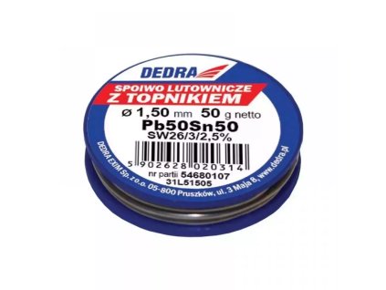 pol pl Lut z topnikiem spoiwo lutownicze DEDRA 31L51505 1 5mm 50g 50 SN Pb50Sn50 26311 1