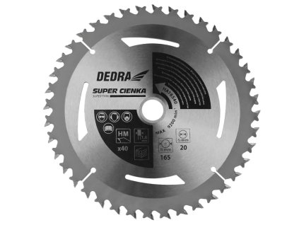 Rezervna žaga za les 40 zob 165x16x1,1x1,6mm HA16540E