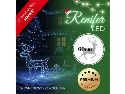 194222 cl1225 renifer swietlny z saniami 288 led M0