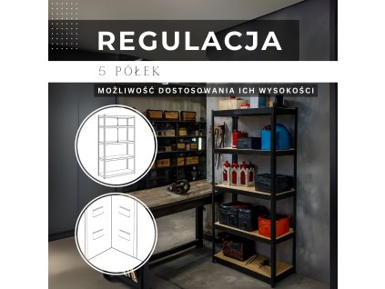 180736 ha5162 regal 180x90x40 cm 5 polek M0