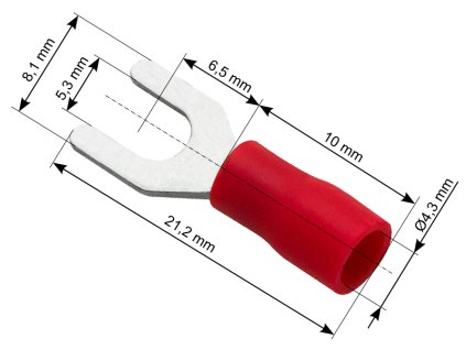 Izolirani vilicasti priključek S vijak 5,3 kabel 4,3