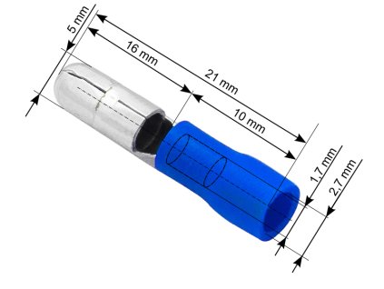 Izoliran priključek 5,0/21 mm modra