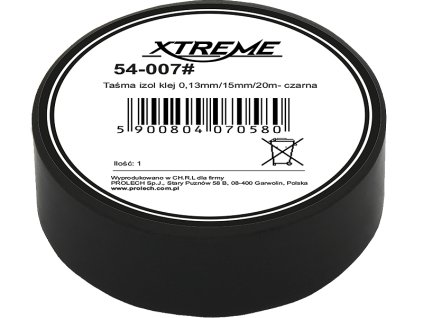 Izolacijski trak 0,13 mm/15 mm/20 m - črna 54-007#